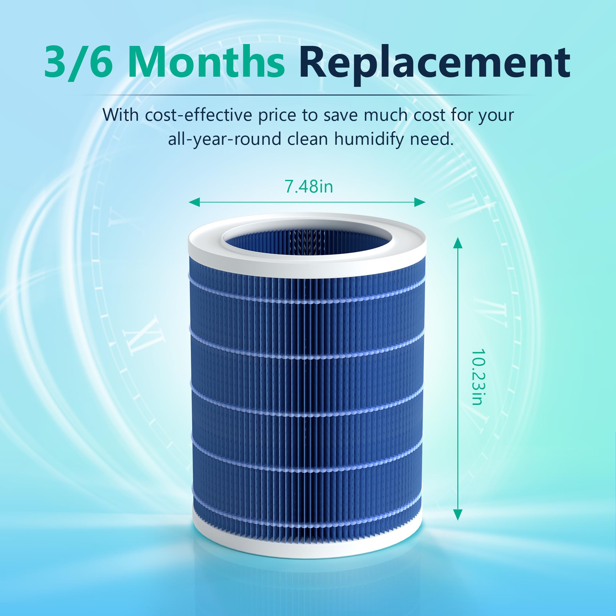 Lamon Polymer Fiber Replacement Filter for MistZero Series Humidifiers - High-Efficiency Dust & Large Particle Air Filter (1 Pack, Blue) - Perfect for Home, Office & Nursery Air Purification