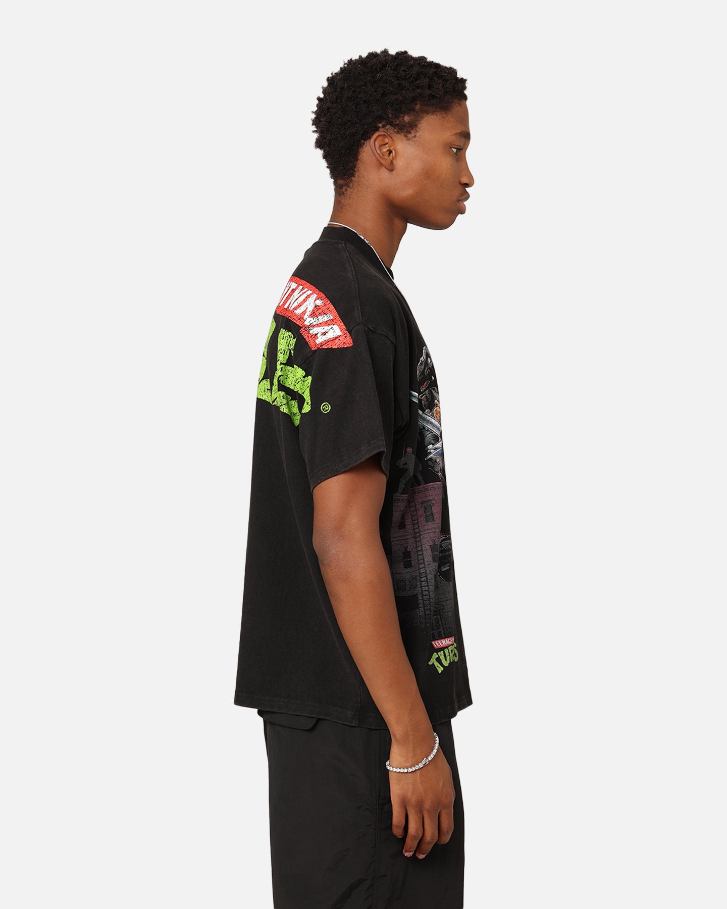 American Thrift X Teenage Mutant Ninja Turtles Shredder Graphic T-Shirt - Black Washed Vintage Tee | TMNT Fan Merch, Casual Streetwear & 90s Nostalgia Fashion