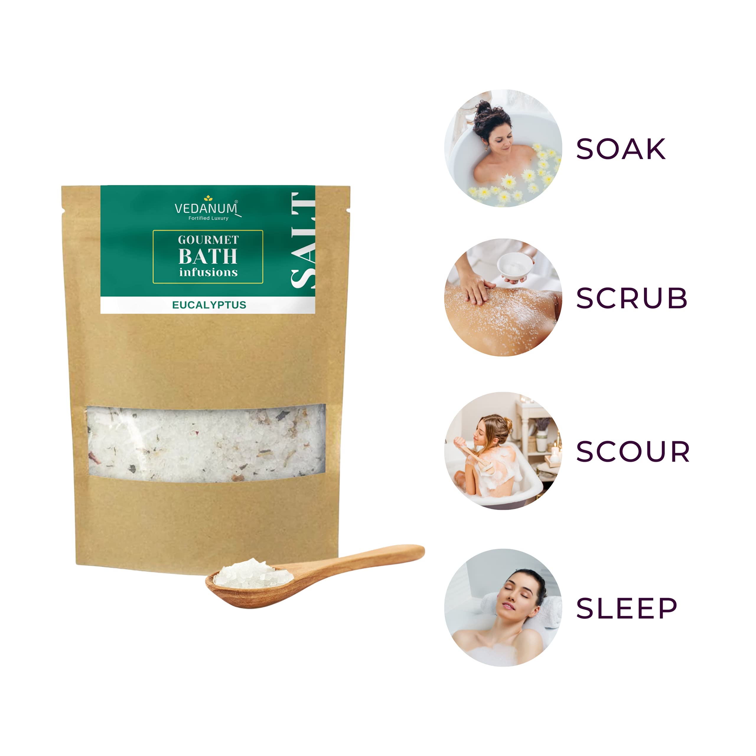 Vedanum Gourmet Aromatherapy Bath Salt with Pure Epsom Salt & Himalayan Pink Salt | Chamomile Infused for Muscle Relief, Acne Treatment & Relaxation | Perfect for Spa, Foot Soak & Stress Relief at Home