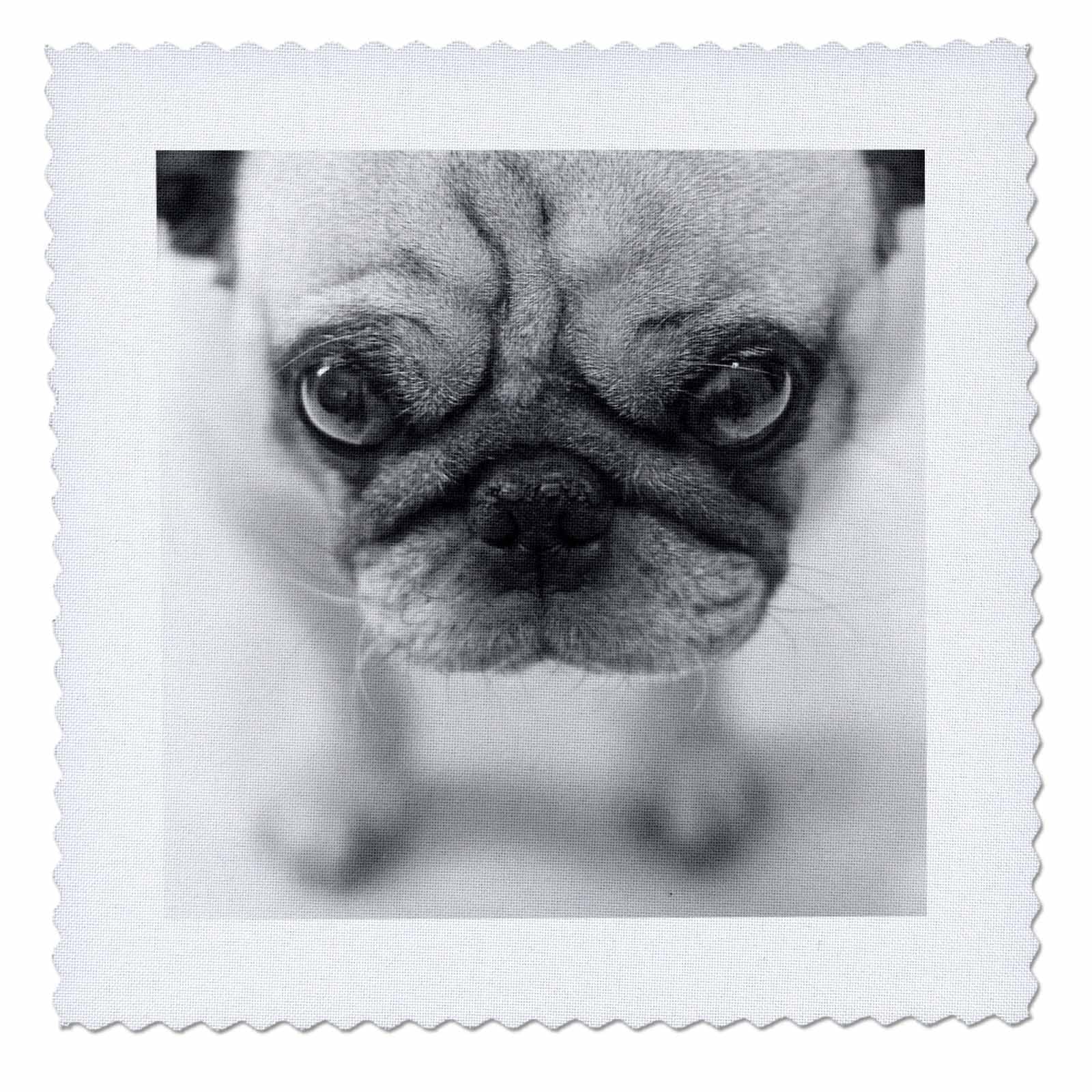 3D Rose Pug Quilt Square - 10x10 Inch Cute Dog Fabric Patch for DIY Quilting, Sewing Projects & Home Decor - Perfect for Blankets, Pillows & Crafting Gifts