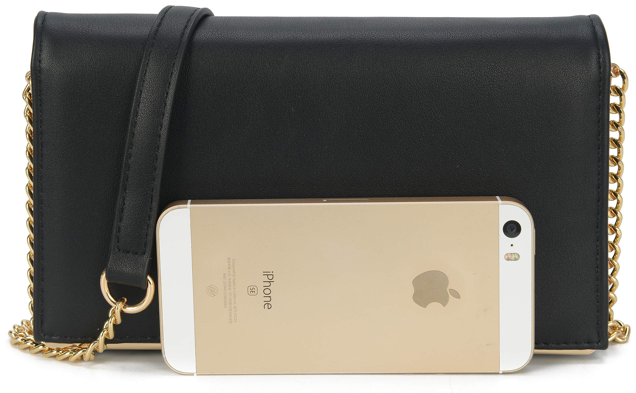 Lola Mae Women's Wallet Clutch with Phone Holder & Detachable Strap - Crossbody Purse Fold-Over Bag for Everyday Use (Black) | Perfect for Work, Travel, and Night Out Accessories