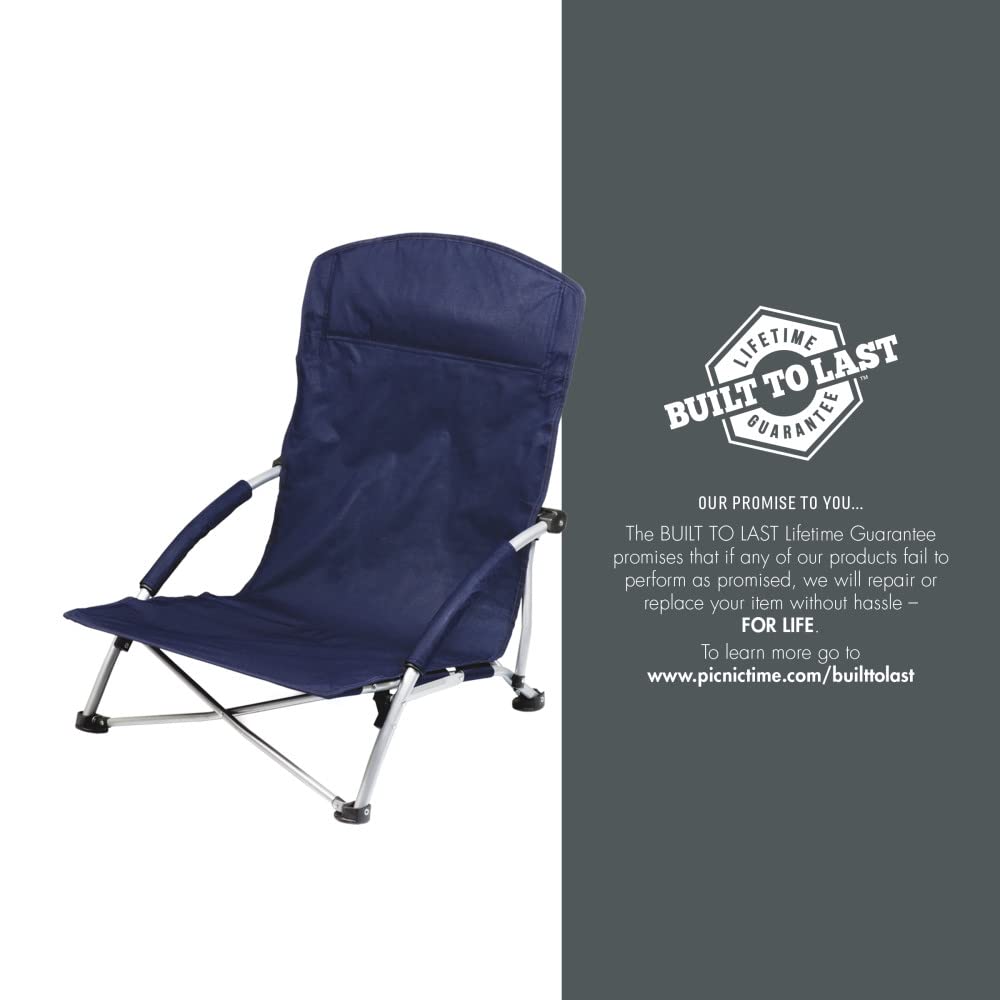 PICNIC TIME NCAA Tranquility Beach Chair with Carry Bag - Portable Low Profile Beach Chair for Adults - Lightweight Folding Lawn Chair for Beach, Pool, Camping, Backyard & Outdoor Relaxation