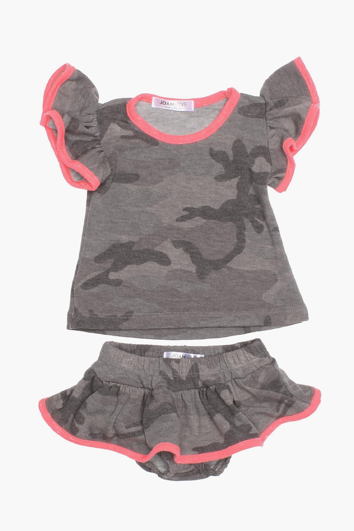 Joah Love Ellen Camo Baby Girls Outfit Set - Grey 2-Piece Toddler Clothes for Playdates & Family Photos