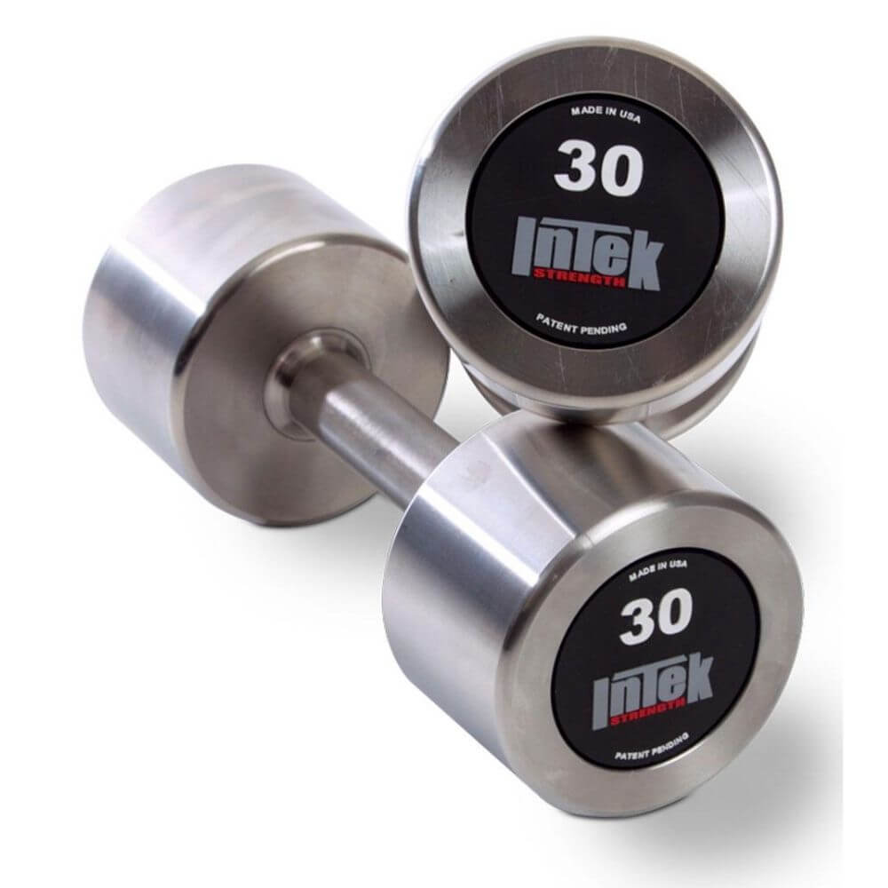 Intek Strength Delta Series Stainless Steel Dumbbell Set - 5-50lbs Adjustable Weight for Home Gym, Strength Training & CrossFit Workouts