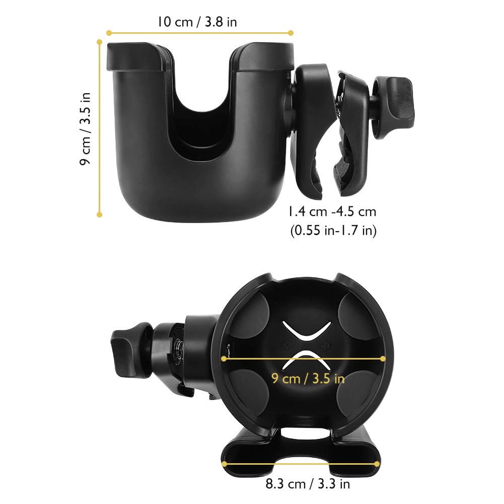 Universal Stroller Cup Holder with Phone Mount - 2-in-1 Drink & Phone Holder for Uppababy, Nuna, Doona Strollers, Bikes, Wheelchairs, Walkers & Scooters - Perfect for Parents, Cyclists & Mobility Aid Users