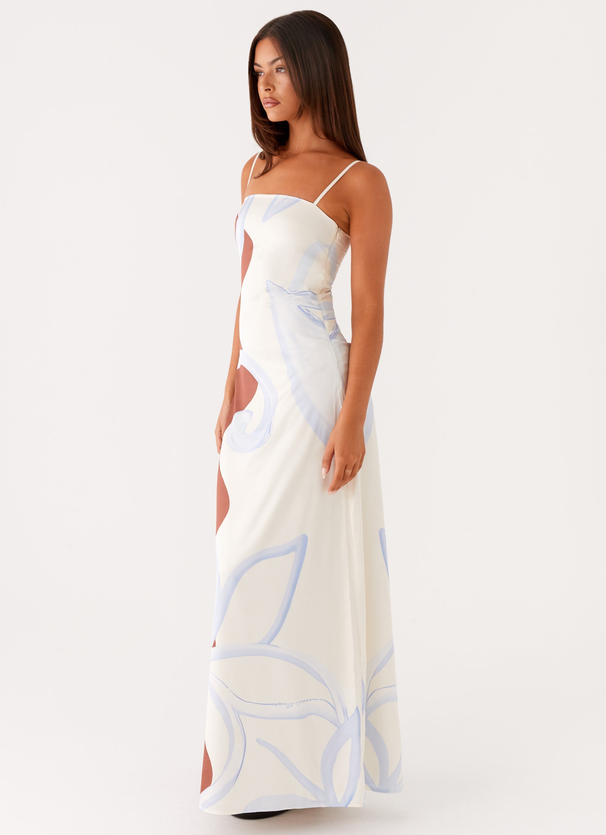 Aster Bloom Maxi Dress - Floral Wave Print Summer Dress for Women | Beach Vacation, Boho Chic, Casual Outfit