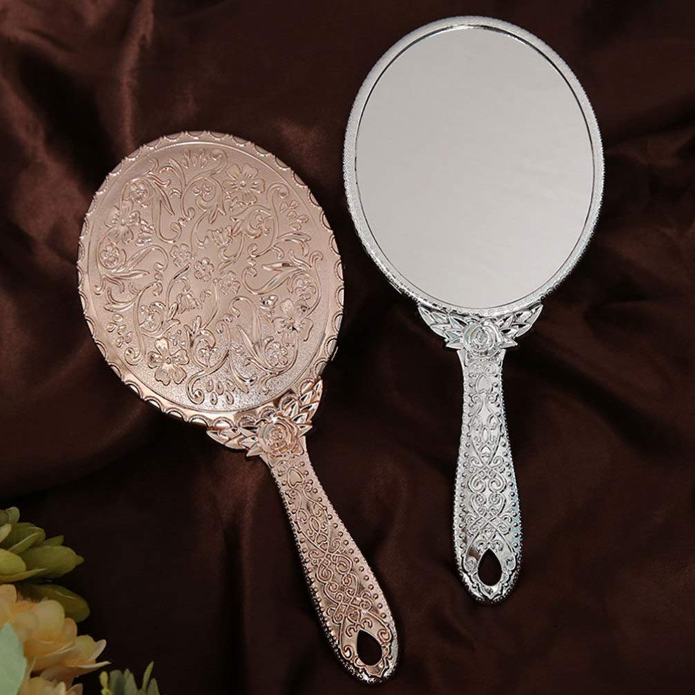 Portable Vanity Mirror with Carved Design - Handheld Travel Makeup Mirror for Women, Compact Cosmetic Mirror for Home, Car, Outdoor & Travel Use