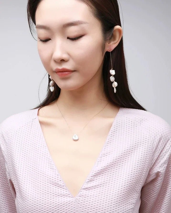 Falling Petals Baroque Pearl Dangle Earrings - 4-Petal Design Vintage Jewelry for Women | Perfect for Weddings, Parties & Special Occasions