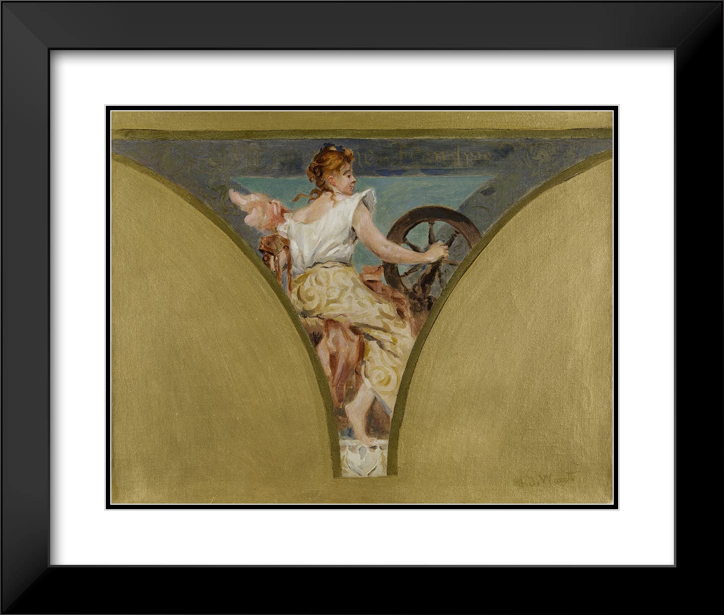 ArtDirect Jean Joseph Weerts 24x20 Black Modern Frame with Double Matted Museum Art Print - The Tapestry (1889-1893) | Wall Decor for Living Room, Bedroom & Office