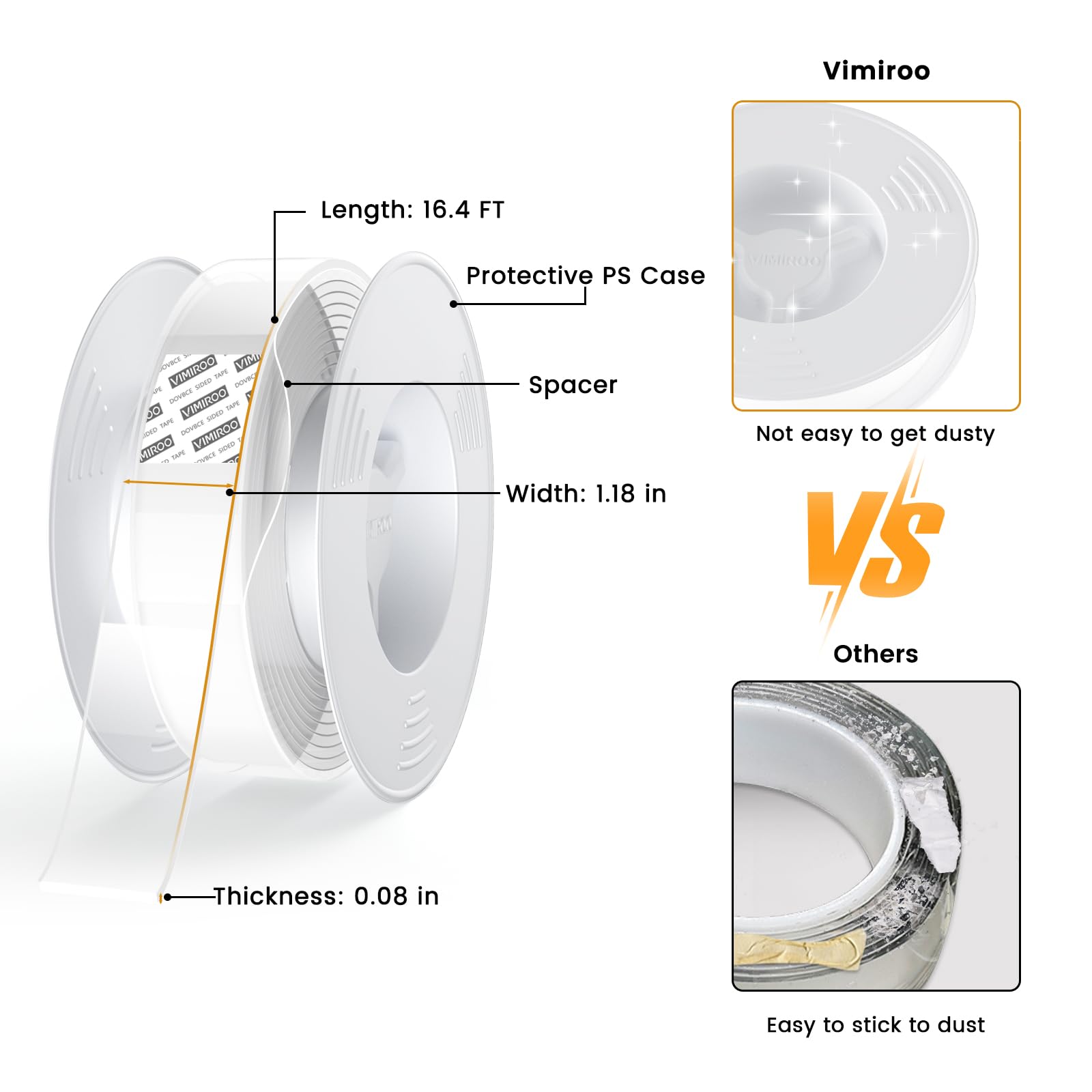 Extra Strong Double Sided Tape - 16.4FT Heavy Duty Clear Mounting Adhesive | Removable No Residue Nano Tape for Hanging Pictures, Posters & Carpets | Perfect for Home, Office & DIY Projects