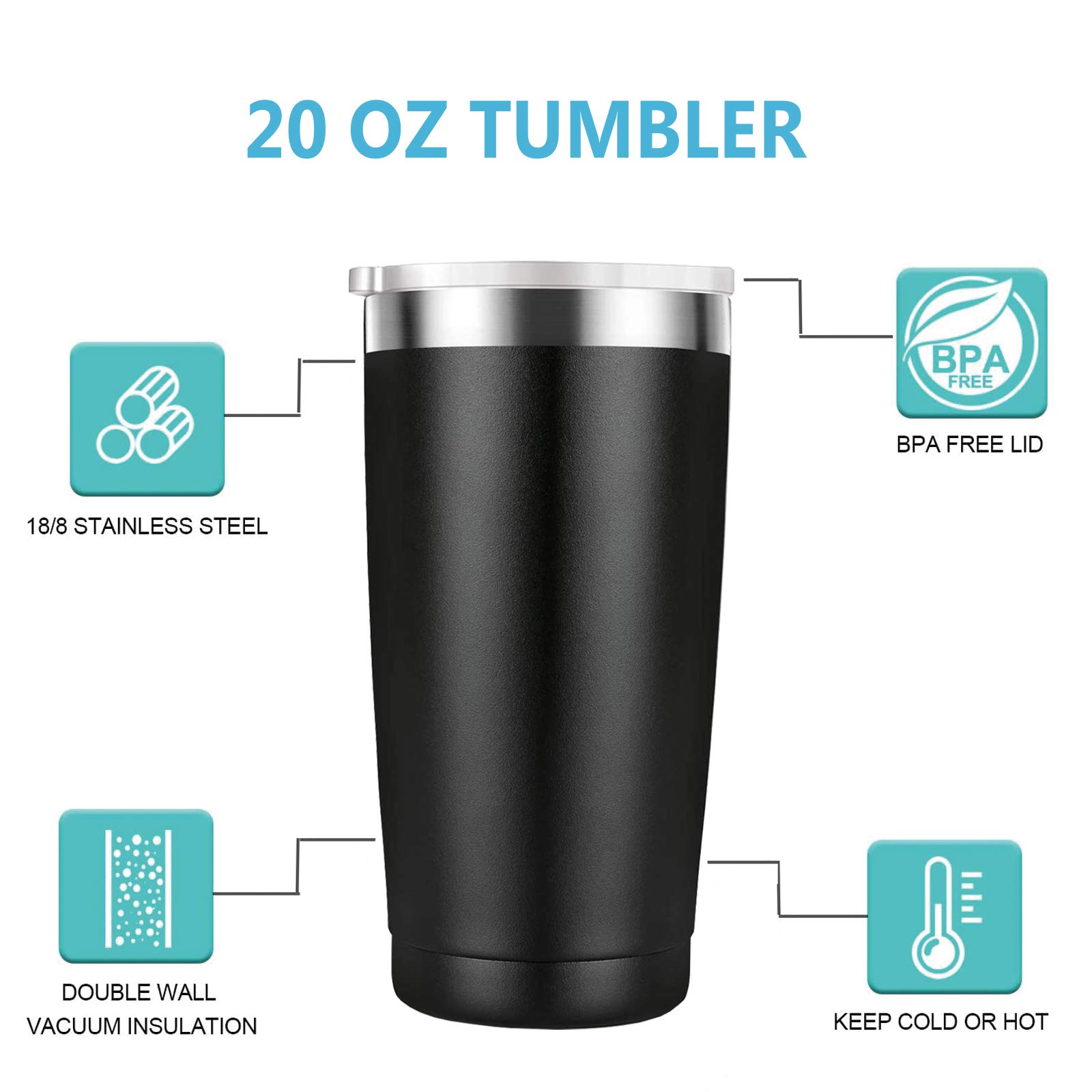 20 oz Black Mamihlap Supercalifragilistic Kissmyassadocious Travel Mug Tumbler - Funny Gifts for Men, Women, Friends, Dad, Mom, Brother, Sister - Perfect for Birthday, Christmas, Office, Travel, and Outdoor Adventures