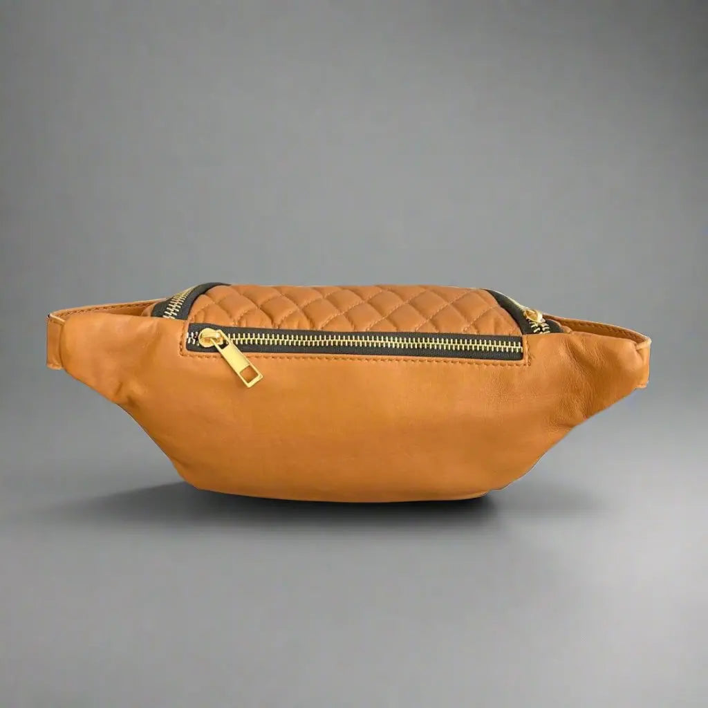Quilted Sheep Leather Waist Bag for Men & Women - Vintage Crossbody Fanny Pack - Perfect for Travel, Hiking, and Everyday Use
