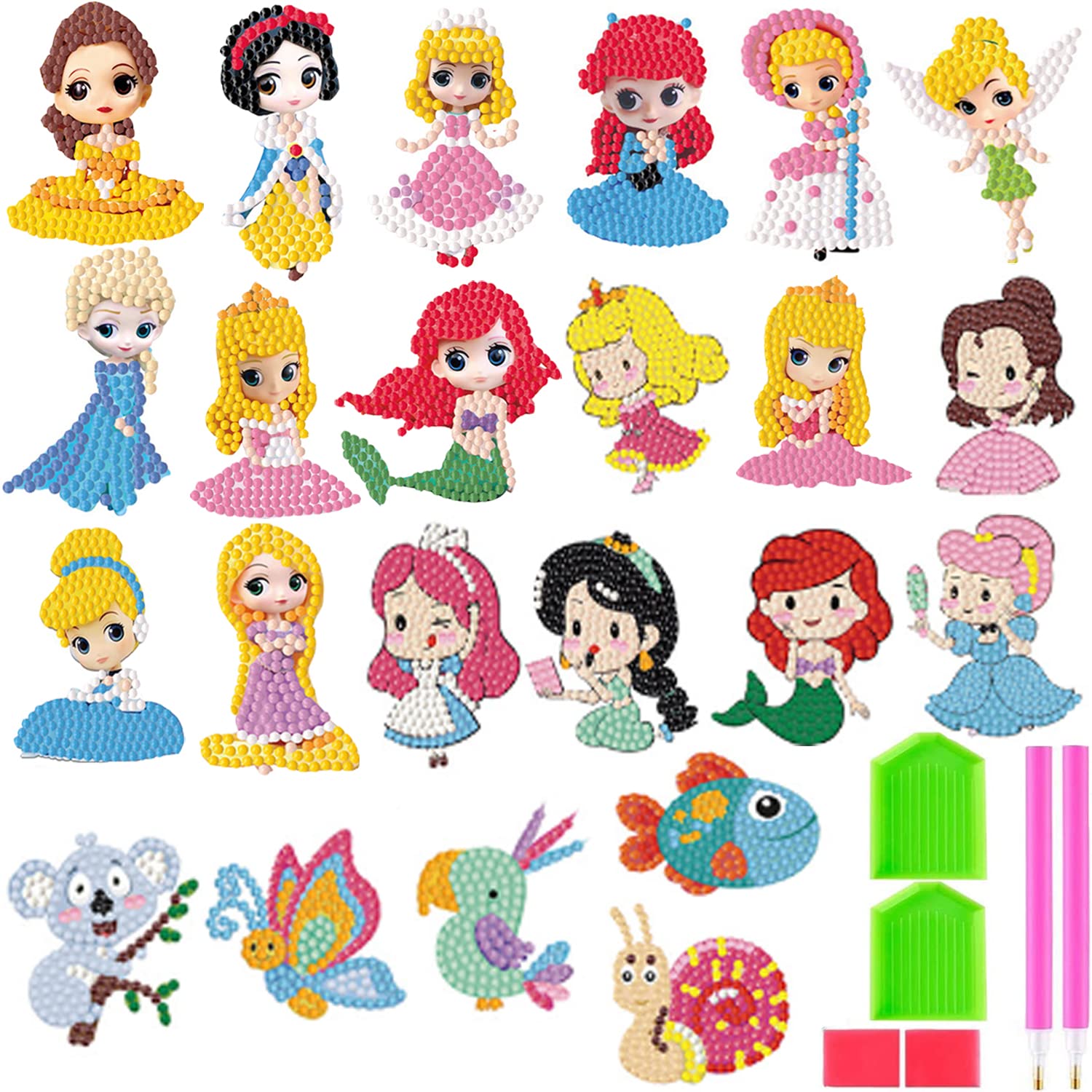 5D Diamond Painting Kits for Kids & Adults - DIY Diamond Art Mosaic Stickers, Paint by Numbers Craft Kits for Beginners - Perfect for Home Decor, Gifts, and Relaxation Activities (Princess Theme)