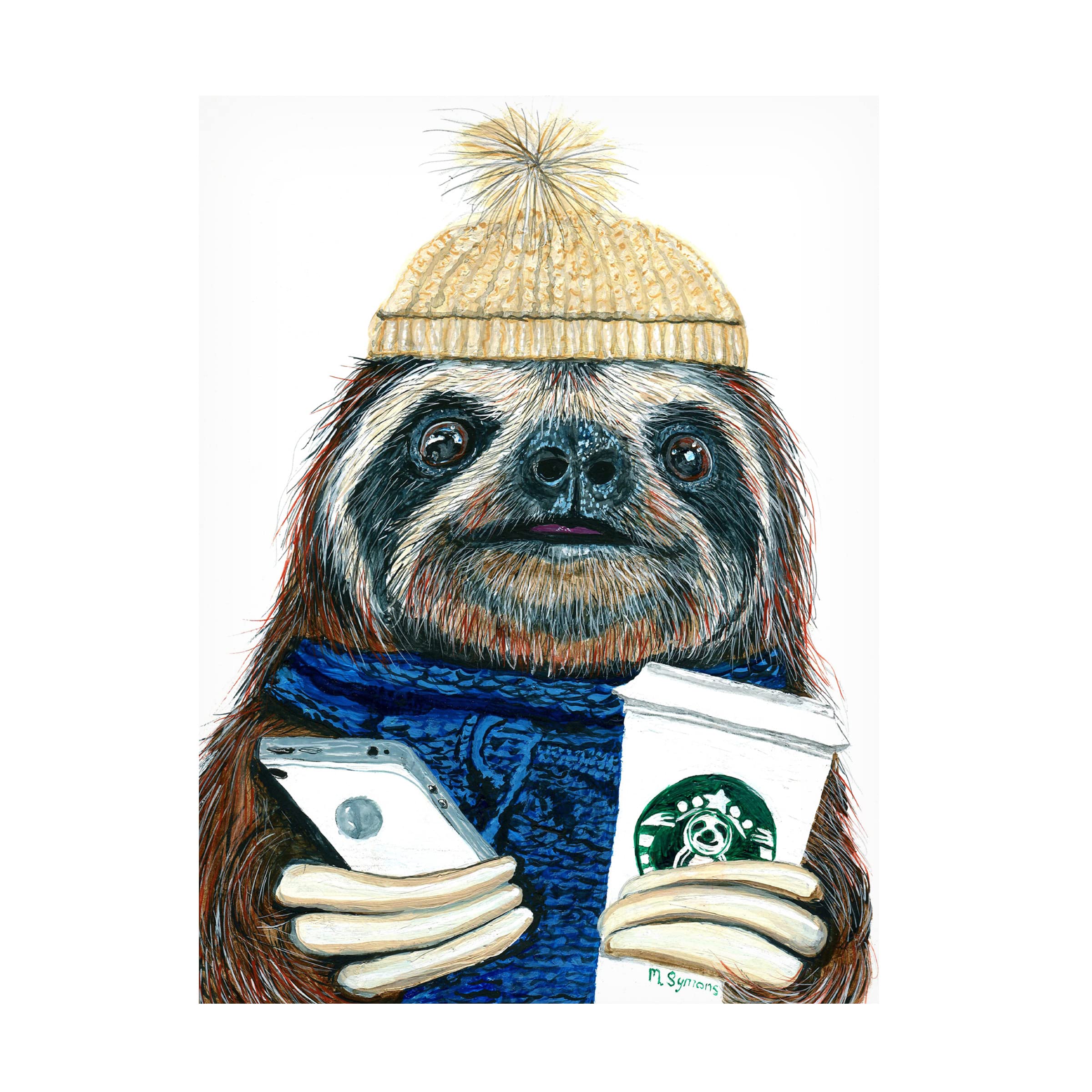 Trademark Fine Art 'Urban Sloth' Canvas Wall Art by Melissa Symons - Perfect for Living Room, Bedroom & Office Decor