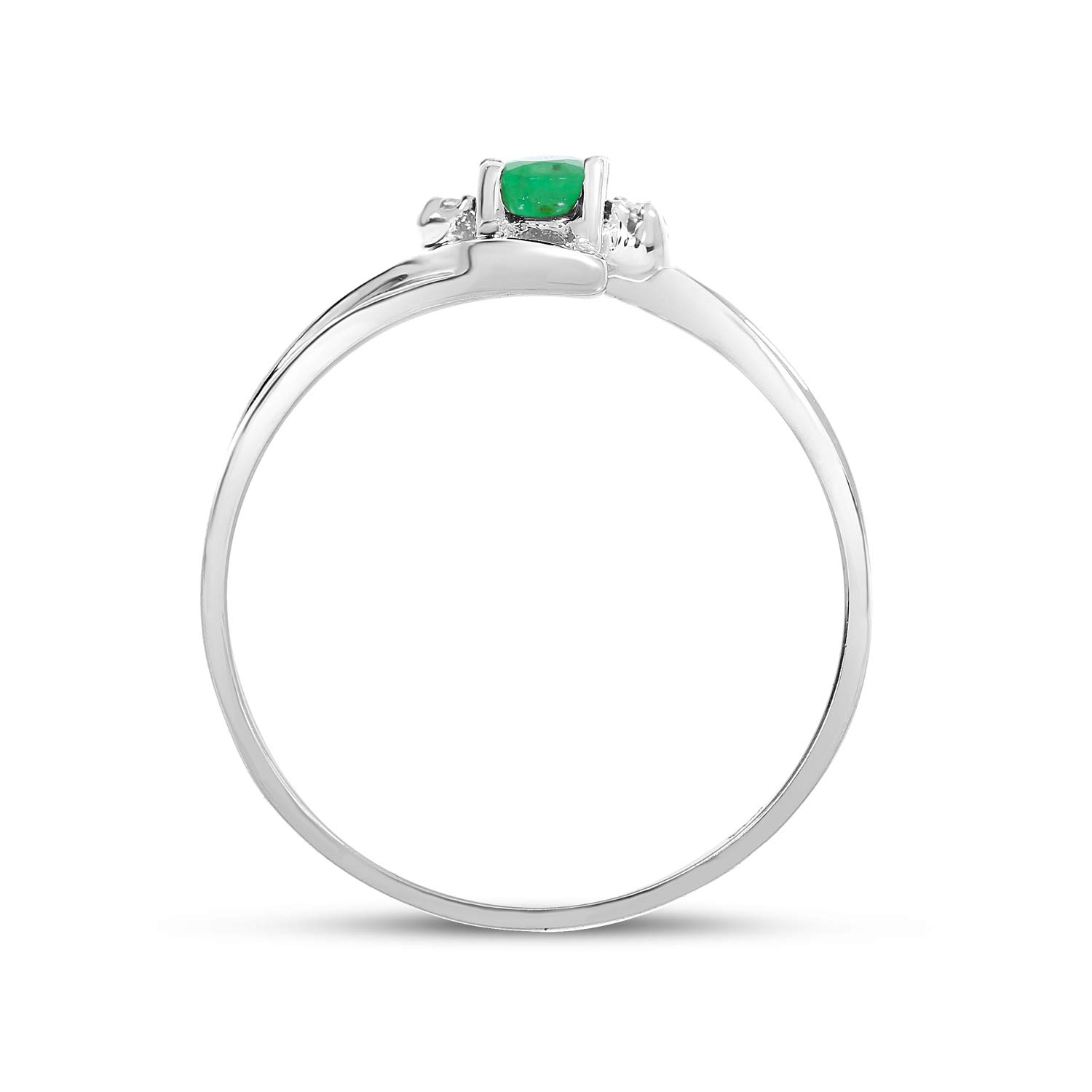 10K White Gold Emerald and Diamond Ring for Women - Elegant Jewelry Gift for Engagement, Wedding & Special Occasions
