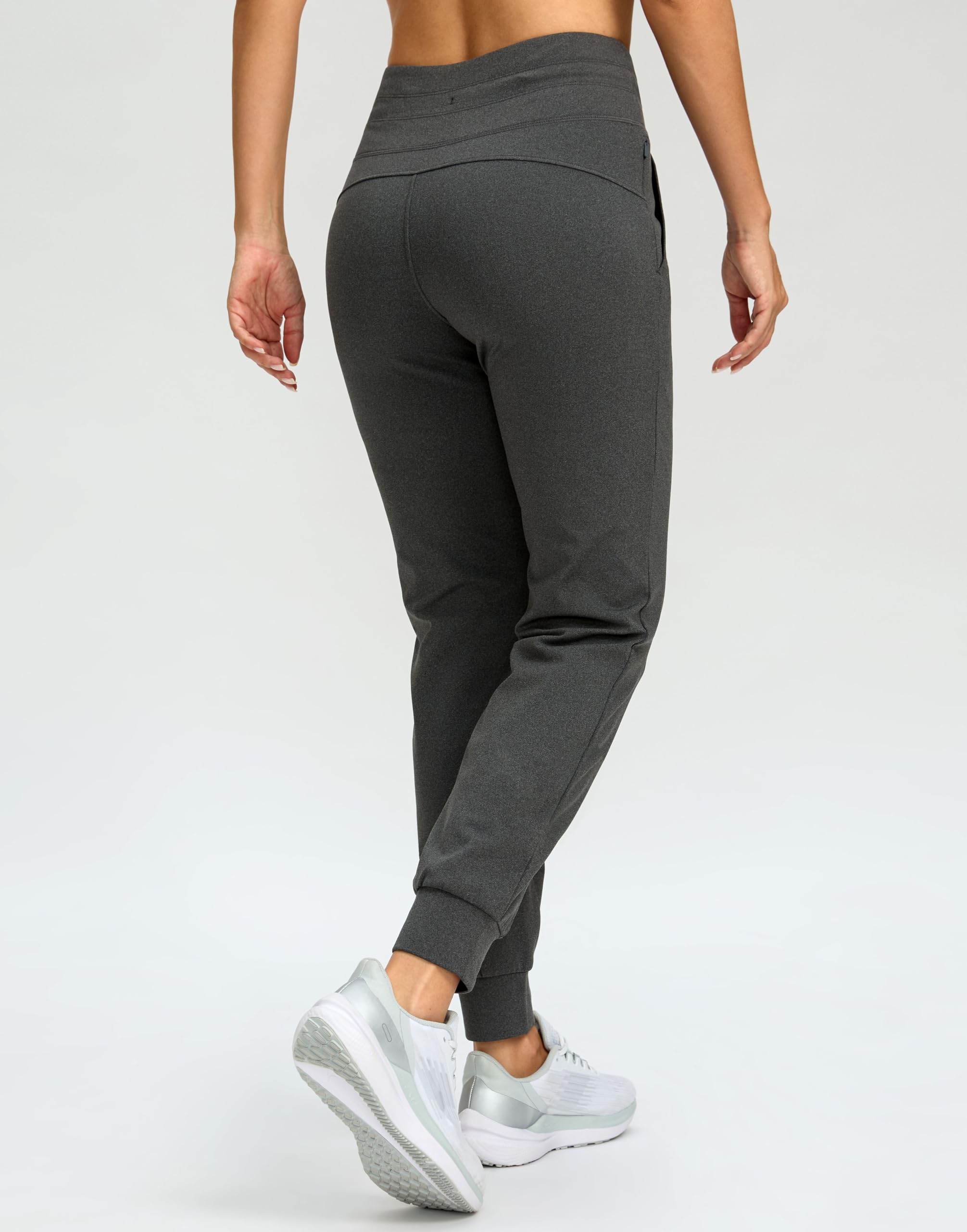 Women's High Waisted Fleece Lined Joggers - 28/30/32 Inch Thermal Sweatpants with Zipper Pockets | Water Resistant Winter Warm Pants for Running, Yoga & Lounge Wear
