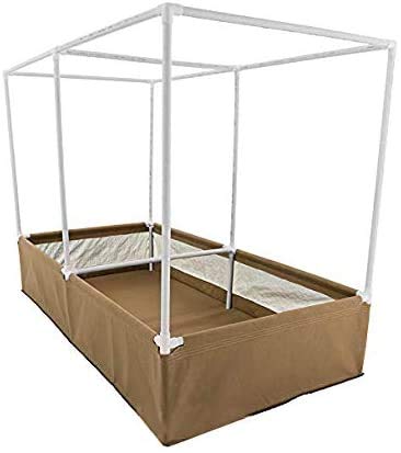 Grassroots Fabric Raised Garden Bed 4' x 8' with Double Trellis & Blumat Drip Irrigation System - Perfect for Organic Living Soil Gardening, Vegetable Planting, and Backyard Farming