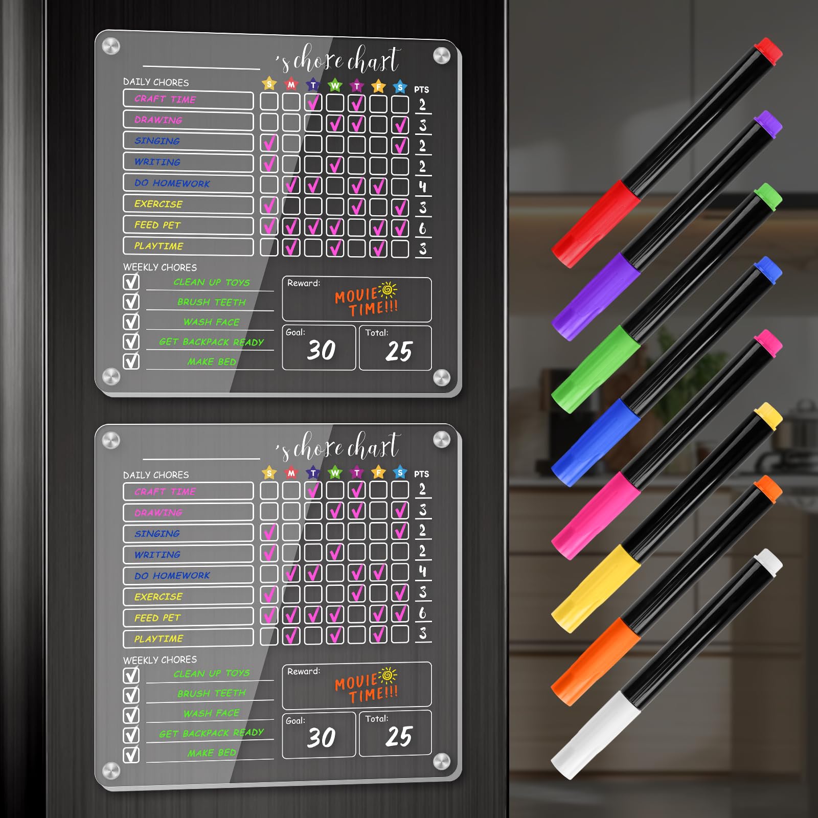 IDEATECH Magnetic Chore Chart for Kids - 10