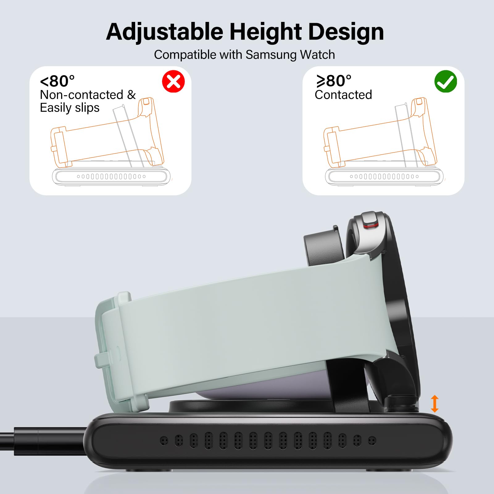 2-in-1 Wireless Charging Station for Samsung S25 Ultra/S25+/S25/Fold 6/Flip 6 & Galaxy Watch Ultra/7/6/5/4/3 & Buds 3/3 Pro - Fast Qi-Certified Charger Pad (No Adapter Included) | Perfect for Home, Office & Travel Use