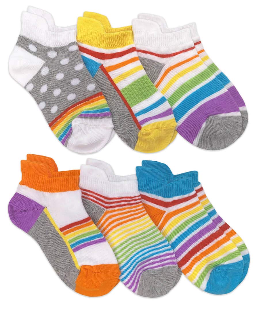 Jefferies Women's Rainbow Pattern Sport Tab Low Cut Ankle Socks - 6 Pair Pack (Large) - Breathable Athletic Socks for Running, Yoga & Casual Wear