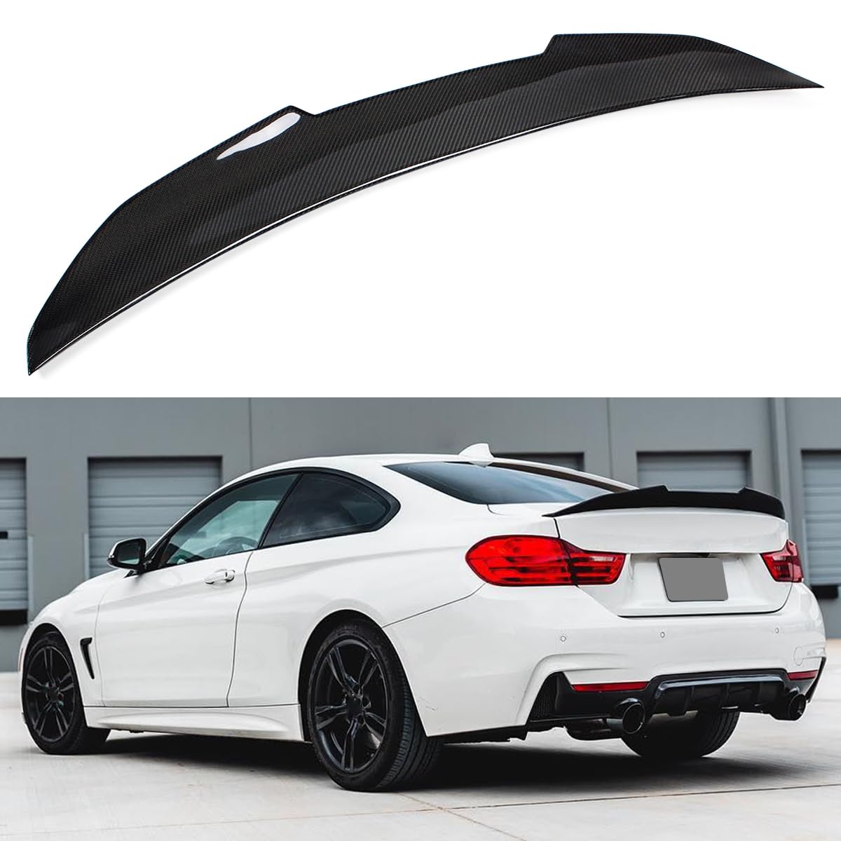 Carbon Fiber Trunk Spoiler Wing for 2014-2019 BMW F32 4 Series Coupe - P Style High Kick Design - Enhance Aerodynamics & Sporty Look - Perfect for Street Racing & Car Shows