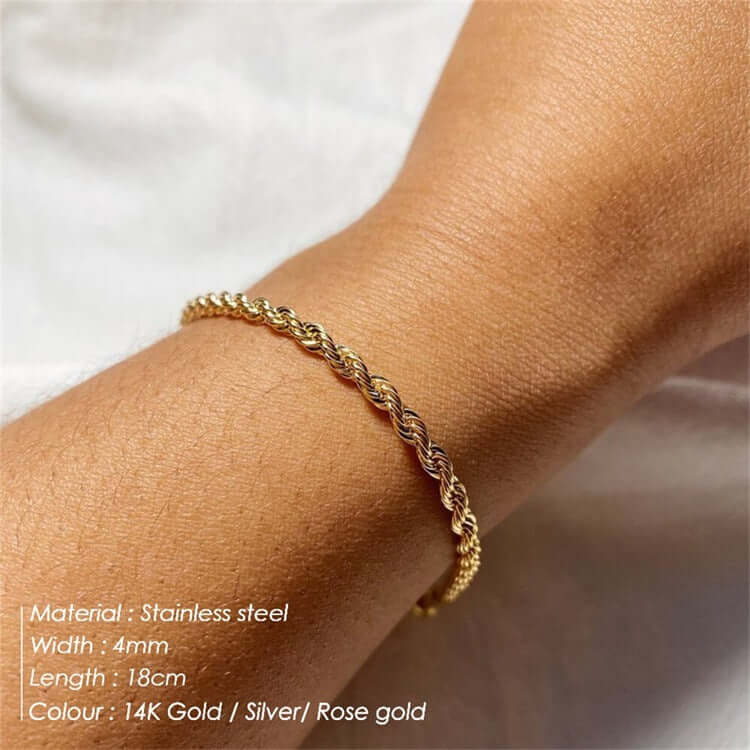 Surgical Steel Rope Cuban Chain Link Bracelet Set for Men & Women | CD004 | Durable & Hypoallergenic Jewelry for Everyday Wear, Gifts & Fashion Accessories
