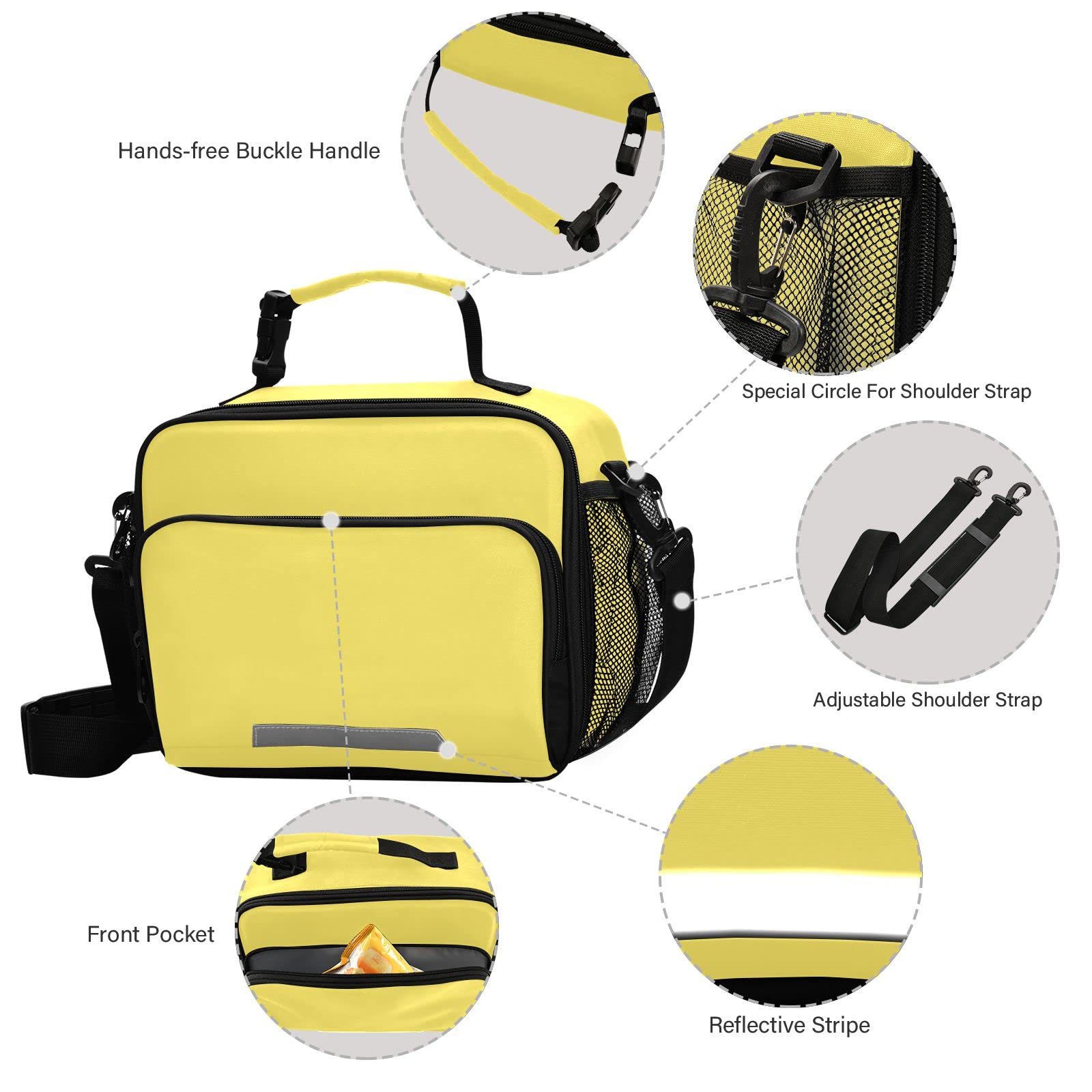 Insulated Reusable Yellow Kids Lunch Box Bag for School, Boys & Girls - Eco-Friendly Lunch Container for Students, Women & Men - Perfect for School, Work, Picnics & Outdoor Activities