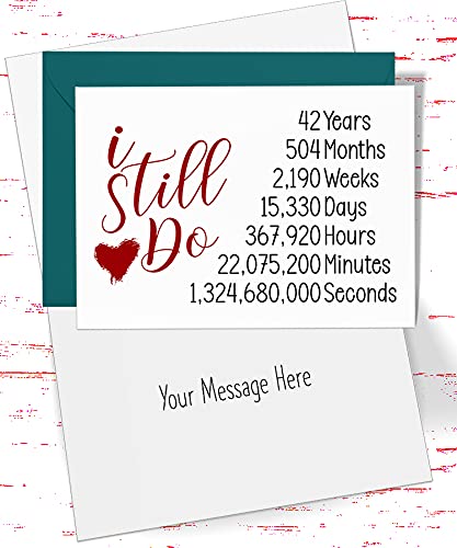 42nd Anniversary Card - Romantic 'I Still Do' Greeting Card for Husband or Wife - Perfect for 42 Year Wedding Anniversary Gifts & Celebrations