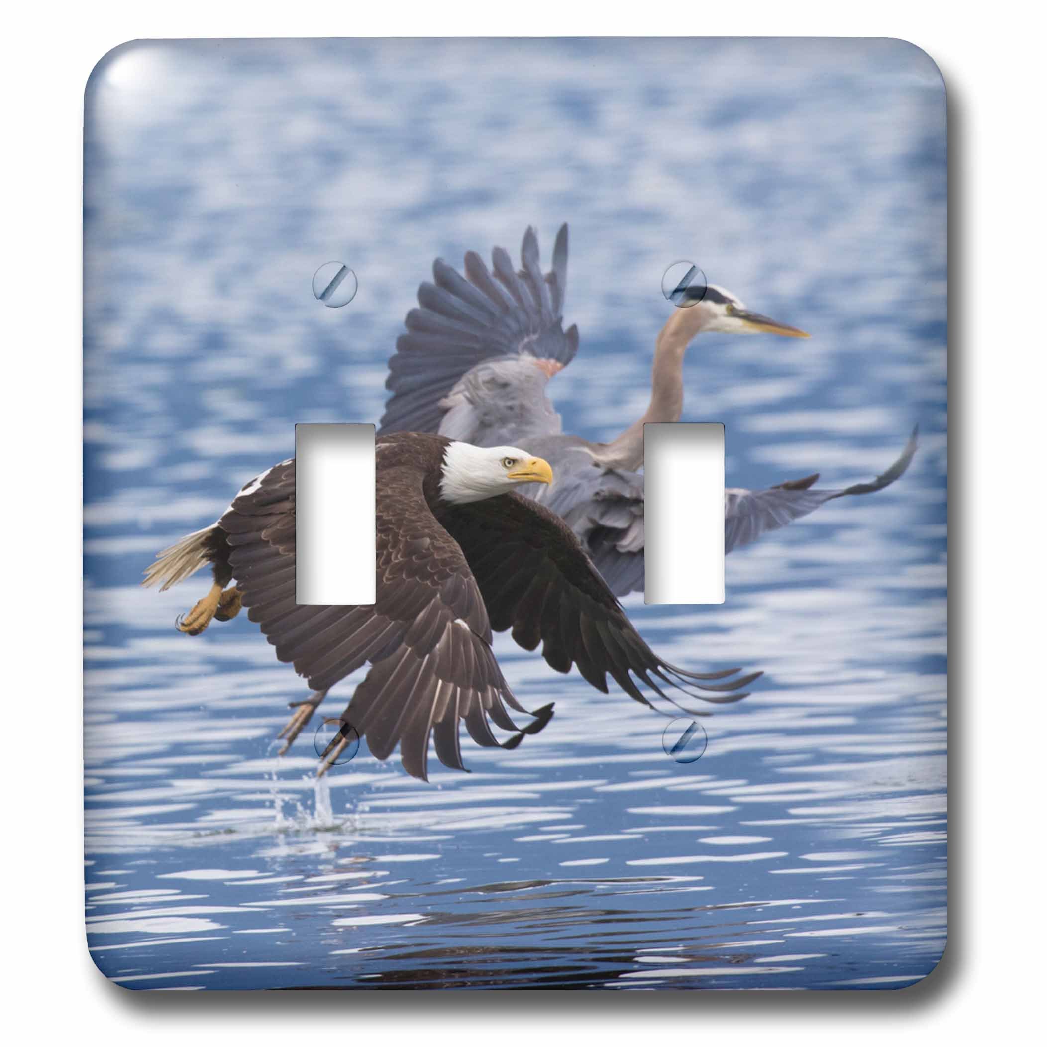 3D Rose Bald Eagle and Blue Heron Toggle Switch - Mixed Colors Decorative Light Switch Cover for Home, Office, Cabin Decor | Perfect for Bedroom, Living Room, Kitchen, Bathroom Wall Decor