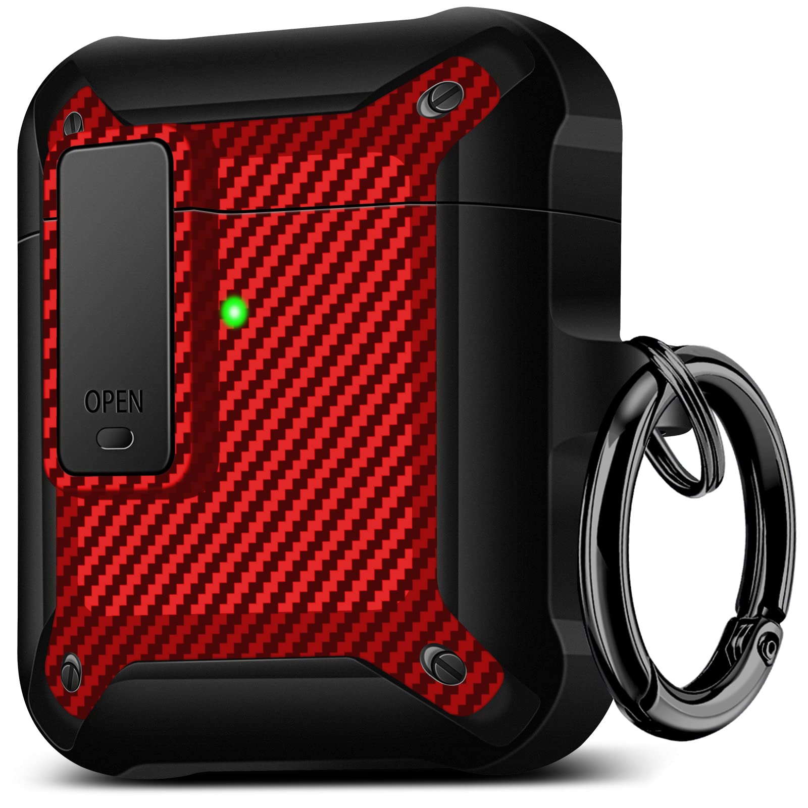 Military Armor AirPod 2/1 Case - Secure Lock Protective Cover for Men & Women (Red) - Perfect for Outdoor & Travel