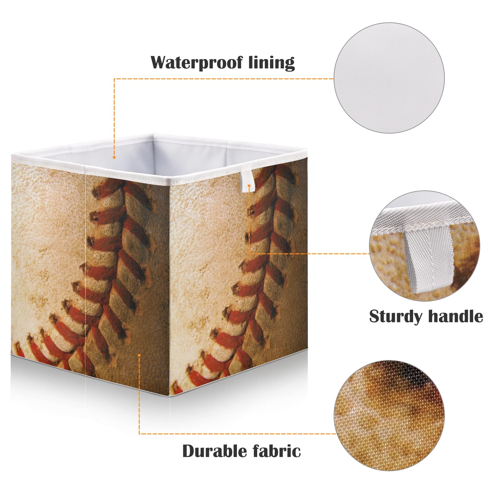 Collapsible Square Fabric Storage Bins - Foldable Cloth Baskets for Baseball Gear, Home Organization, Shelves & Closet Storage | Perfect for Nursery, Bedroom & Sports Equipment Storage