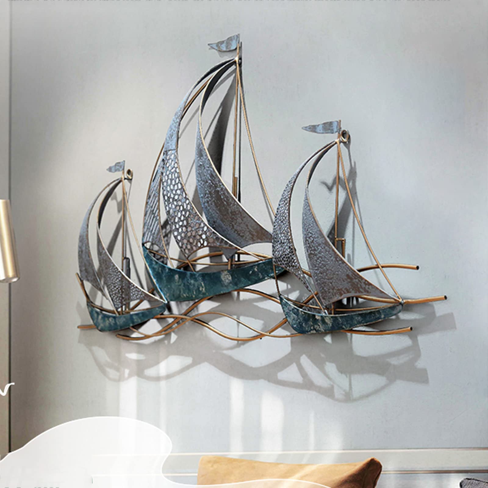 Handmade 3D Nautical Metal Sailboat Wall Art Decor - 34
