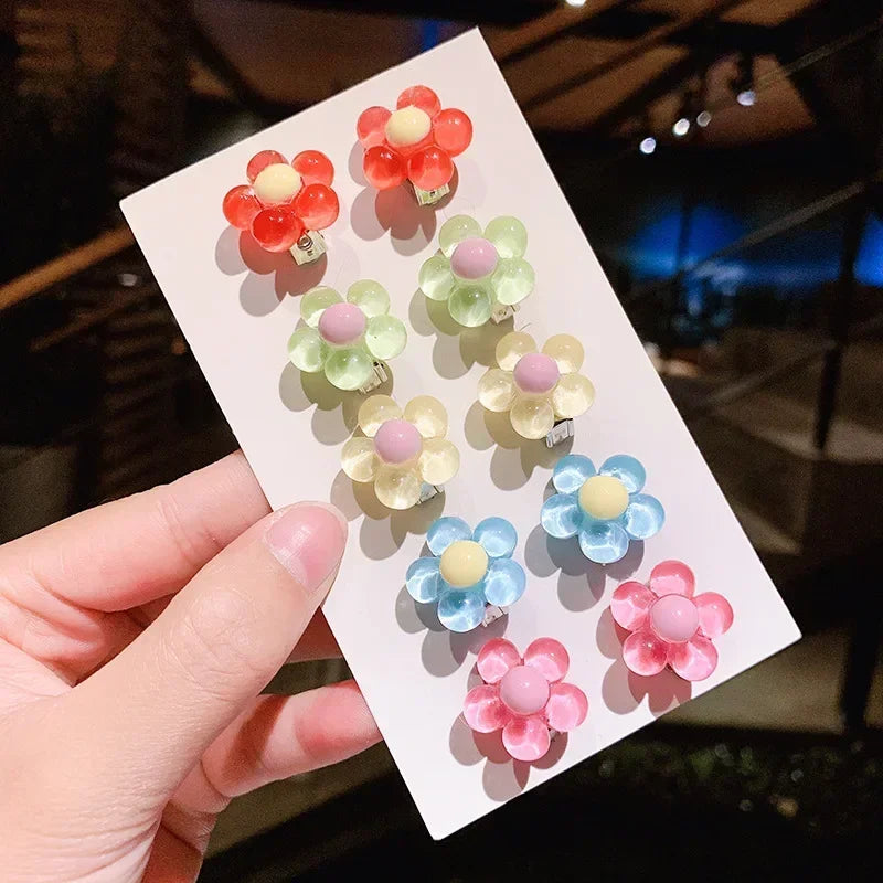 10pcs Cute Girls Earrings Set - Dainty Stud & Hoop Earrings for Teens & Women - Perfect for School, Party & Everyday Wear