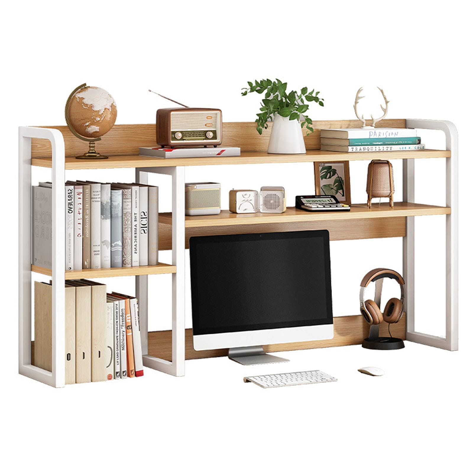 Wooden Desktop Bookshelf Organizer - Office Desk Storage Rack for Books, Files & Supplies | Perfect for Home Office, Study Room & Workspace Organization