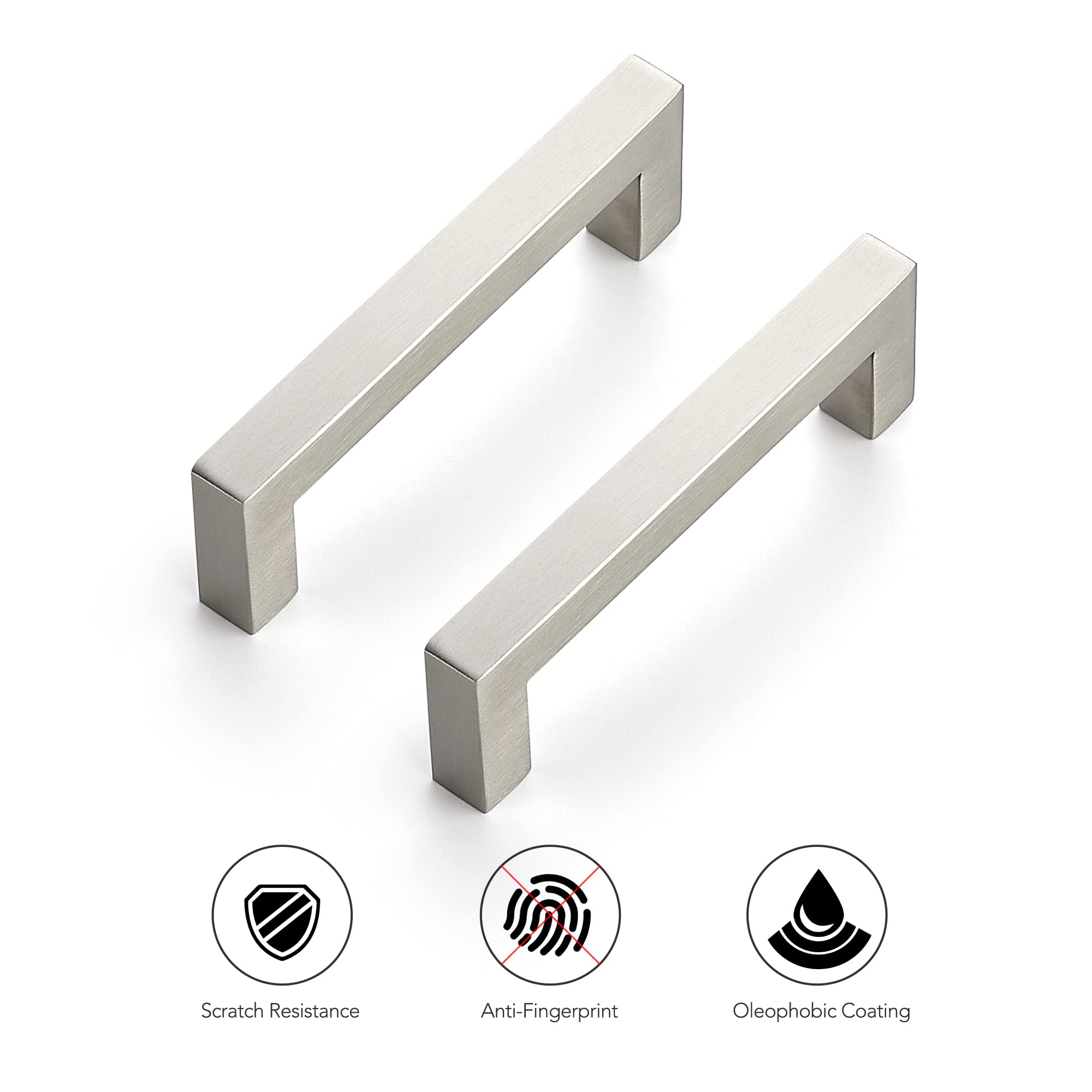 Ravinte 3 Pack 4 Inch Brushed Nickel Cabinet Handles - Satin Nickel Drawer Pulls for Kitchen Cabinets, Bathroom Vanities, and Furniture Drawers
