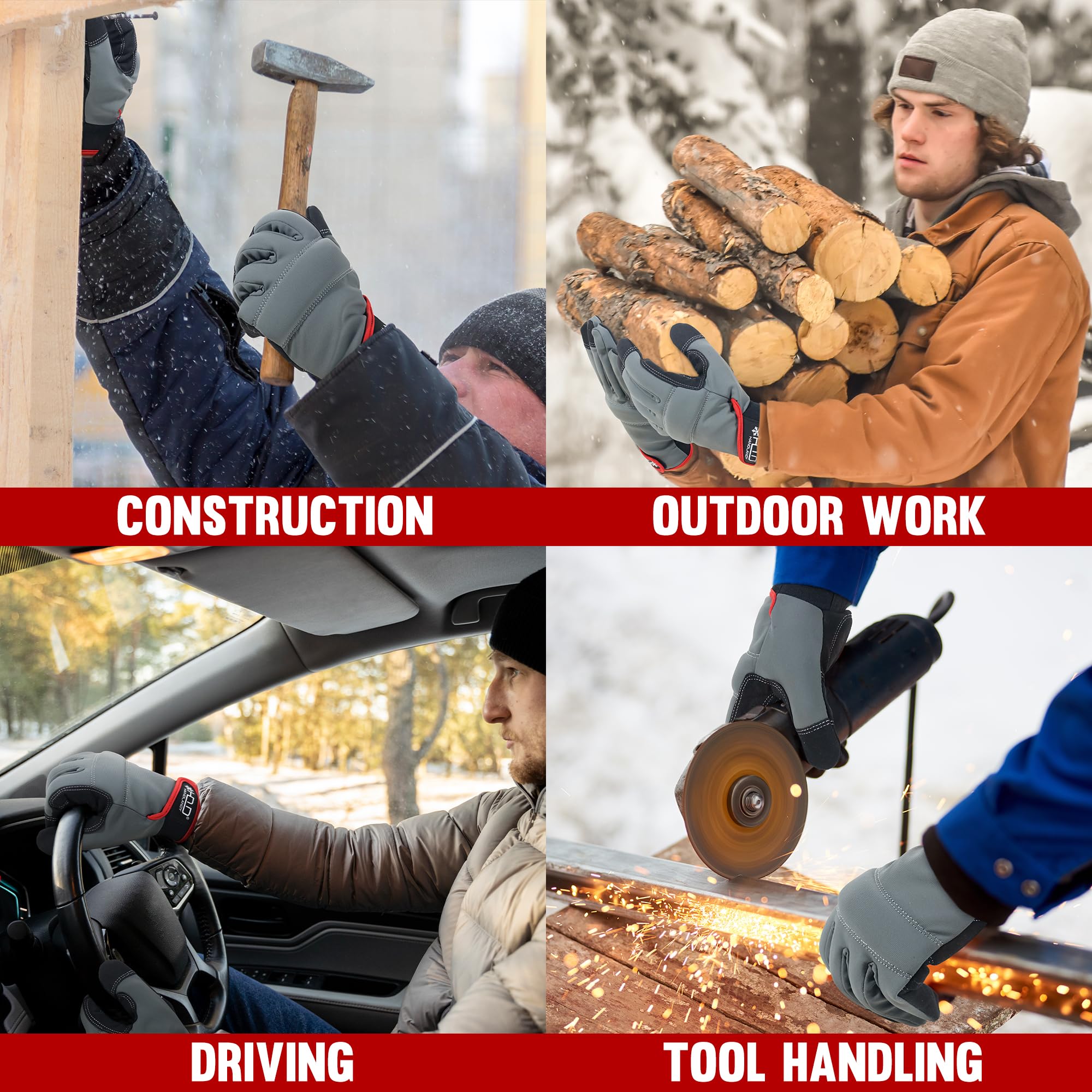 Handlandy Touch Screen Work Gloves - Mechanic & Yard Gloves for Men/Women - Durable & Flexible for Outdoor Jobs