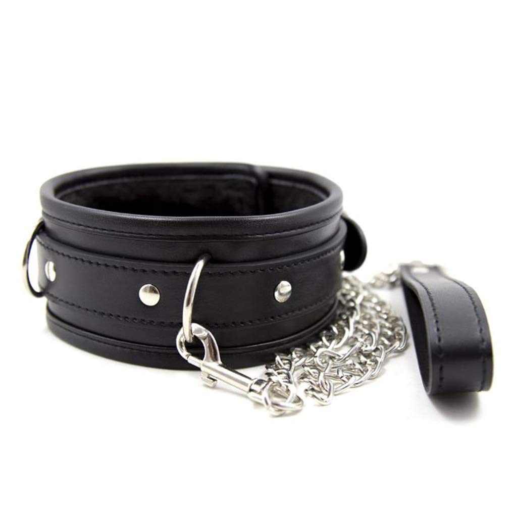 **Adjustable Faux Leather Bondage Collar with Leash & O-Ring - SM Erotic Necklace Harness for Beginners, Couples, Men & Women - Perfect for BDSM, Fetish Play & Role-Playing Scenes (Black)**