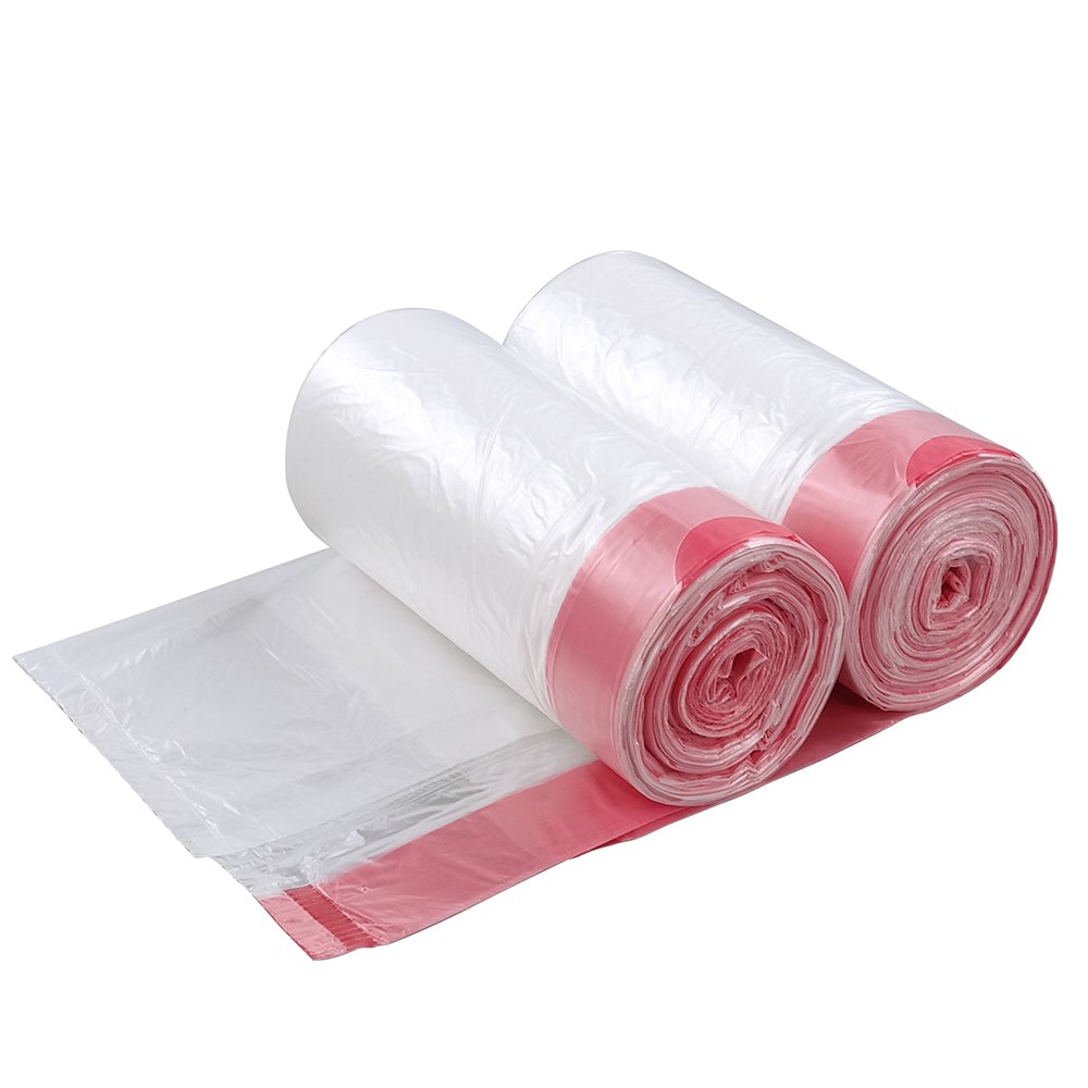 Jekiyo 8 Gallon Medium Trash Bags with Drawstring - 120 Count Clear Garbage Bags for Kitchen, Bathroom & Office Waste Disposal