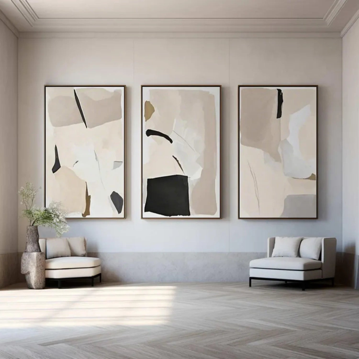 Abstract Tranquility Set of 3 Wall Art Paintings - Modern Minimalist Canvas Prints for Living Room, Bedroom & Office Decor - #WS287