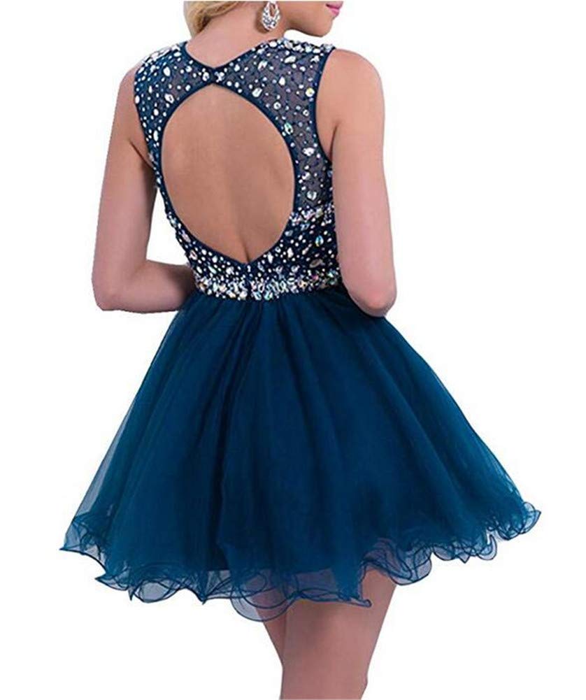 Emanni Women's Short Prom Dresses with Beading & Tulle - Puffy Party Dress for Juniors in Black | Perfect for Homecoming, Prom Night & Special Occasions