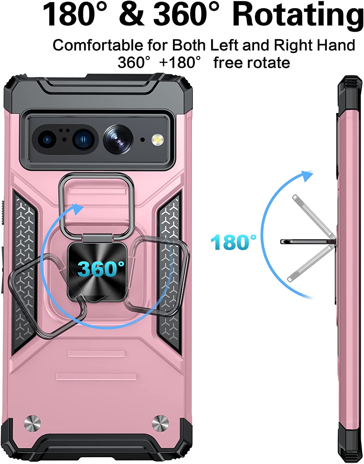 Google Pixel 7 Pro Ring Holder Case - Shockproof Protective Cover with Finger Stand & Kickstand for Hands-Free Viewing - Perfect for Work, Travel, and Daily Use