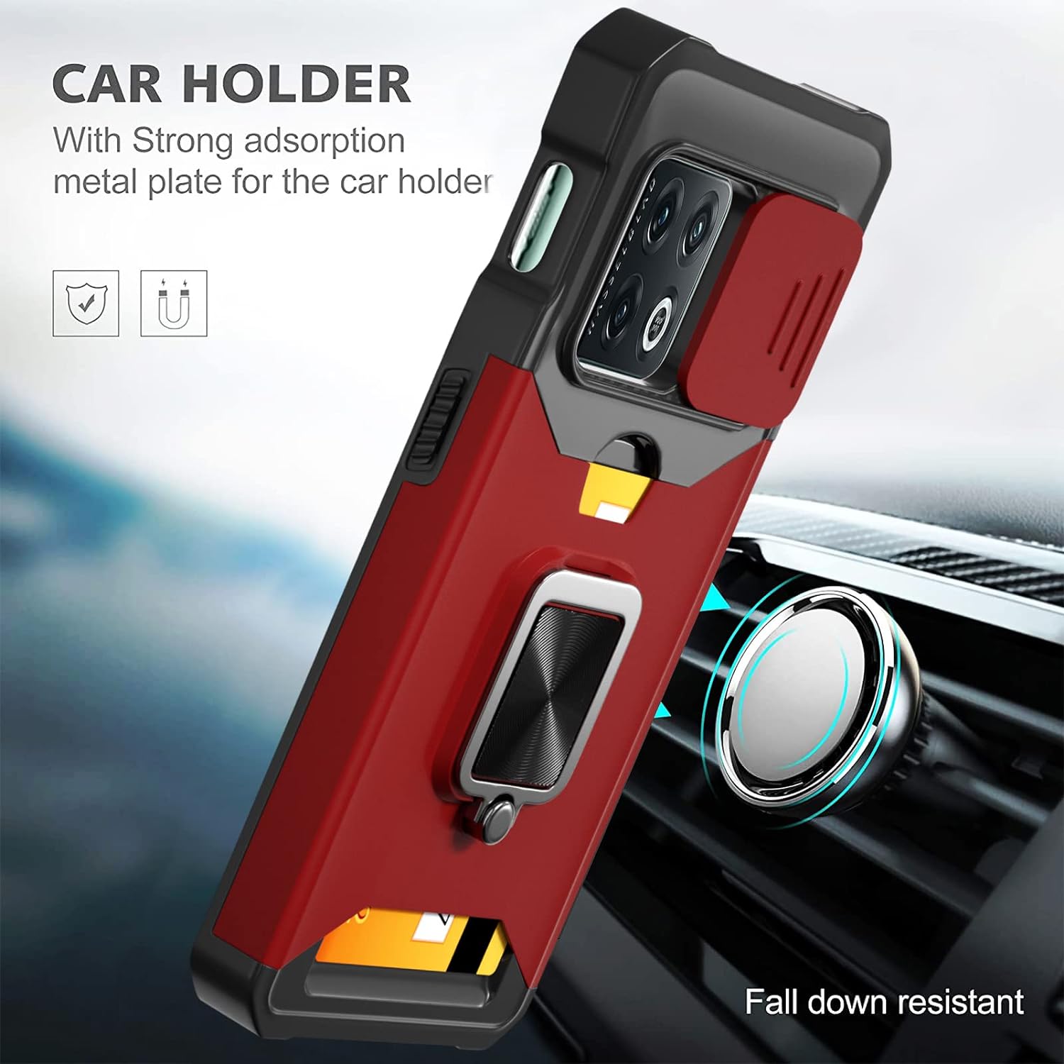 OnePlus 10 Pro Case with Camera Cover & Kickstand - Slide Lens Cover Full Protection Shockproof Phone Cover for OnePlus 10 Pro - Perfect for Travel, Work, and Outdoor Activities
