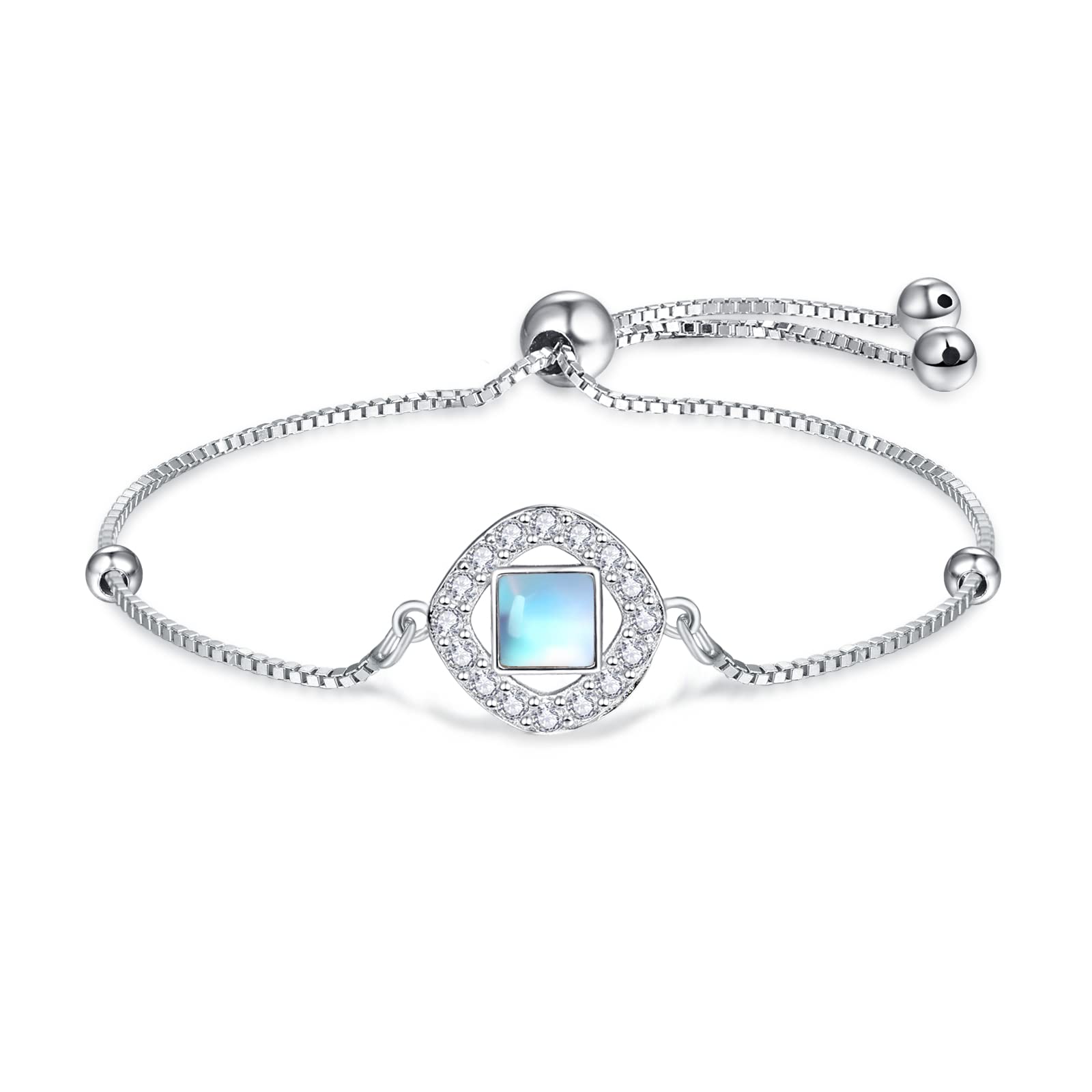 TANGPOET Moonstone Bracelet Sterling Silver - Dainty Jewelry for Women, Mom & Grandma | Elegant Birthday Gift for Her | Perfect for Everyday Wear, Special Occasions & Spiritual Healing