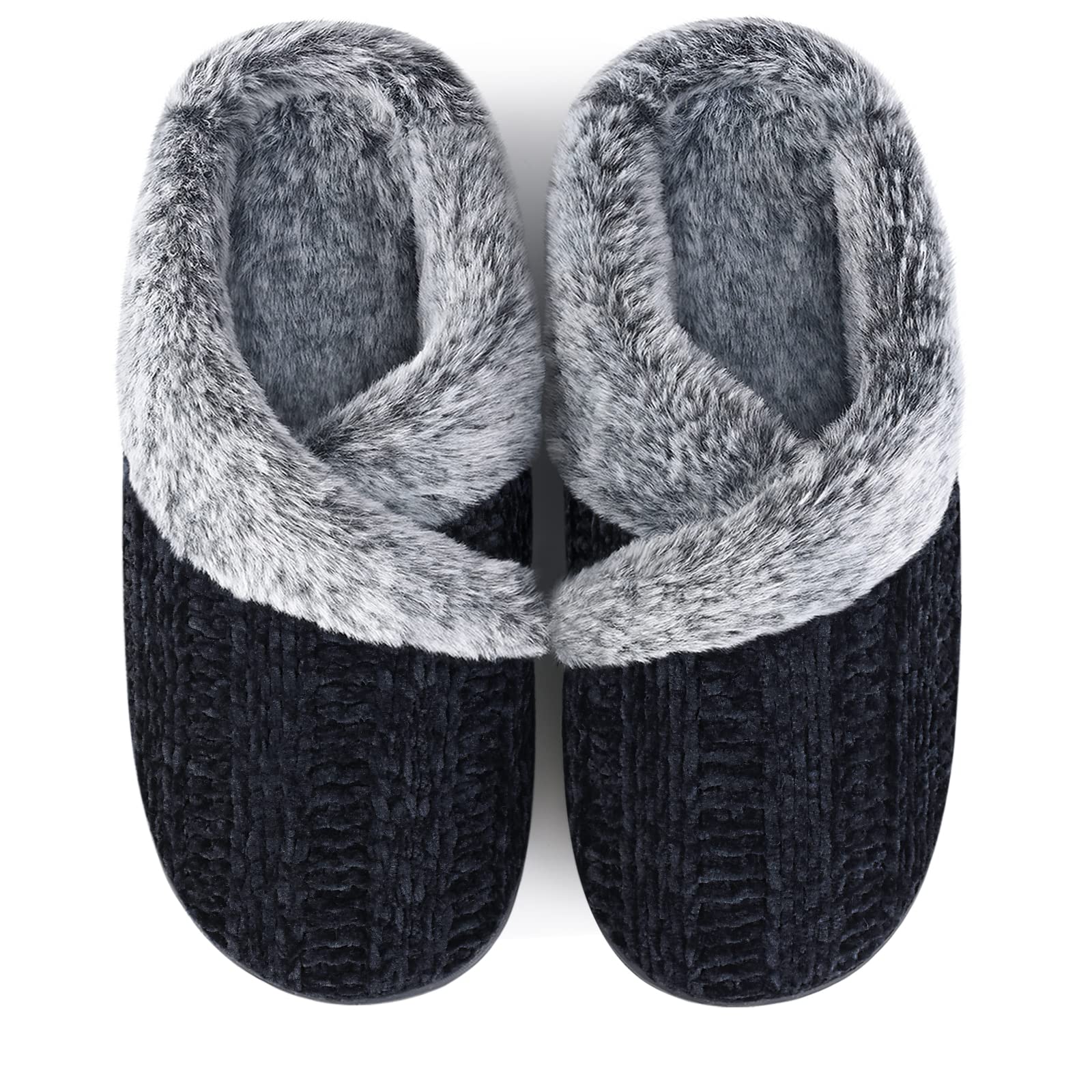 Homitem Women's Fuzzy Memory Foam House Slippers - Indoor/Outdoor Warm Winter Slippers with Arch Support, Soft Fluffy Comfort for Size 5-12 - Perfect for Cozy Evenings, Lounging & Quick Outdoor Errands