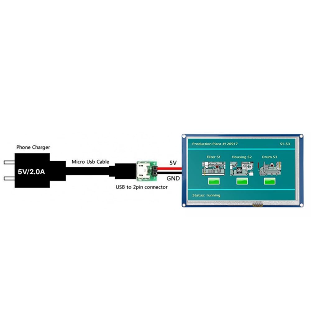 Runioney 7-Inch HMI LCD Touch Display - NX8048T070 Blue Resistive Screen for Industrial Control & Automation | Enhanced Human-Machine Interface for PLC, CNC, and Smart Home Systems
