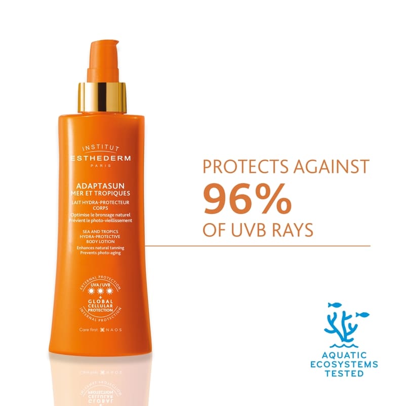 Institut Esthederm Adaptasun Protective Body Lotion SPF 50 - Strong Sun Protection for Sensitive Skin | Daily Moisturizer for Beach, Pool & Outdoor Activities