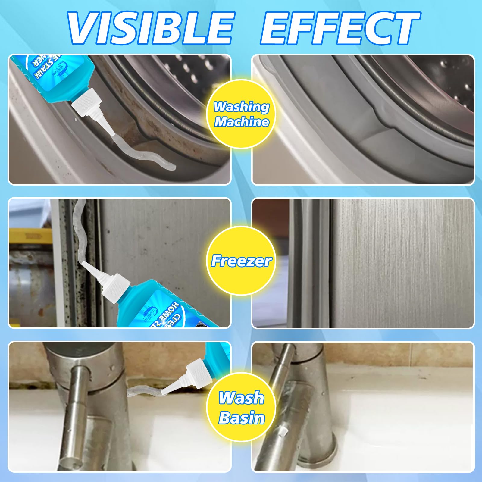 2 Pack Home Cleaning Gel - Powerful Washing Machine Cleaner & Grout Cleaner for Tiles, Bathroom, Kitchen, Refrigerator & Sink | Deep Cleans Grout Lines, Removes Stains & Odors | Perfect for Household & Appliance Maintenance