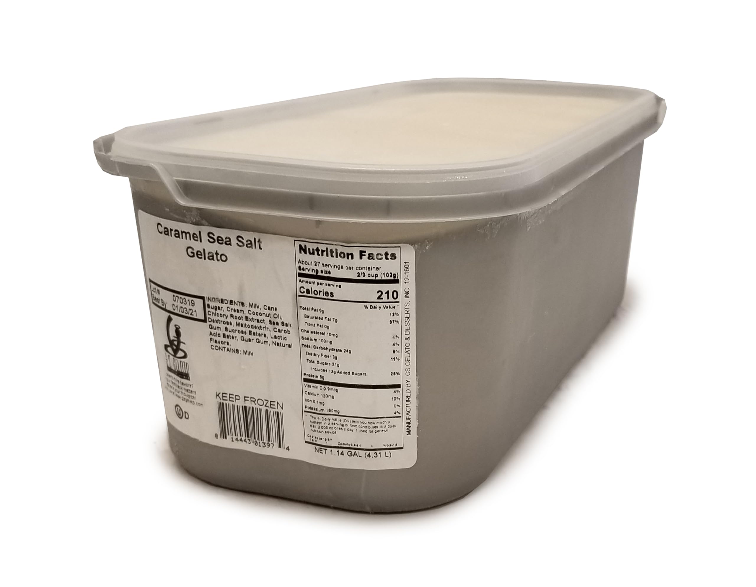 Authentic Italian Caramel Sea Salt Gelato - 143 oz (Pack of 2) | Artisan Frozen Dessert for Parties, Catering & Gourmet Treats | Premium Imported Gelato