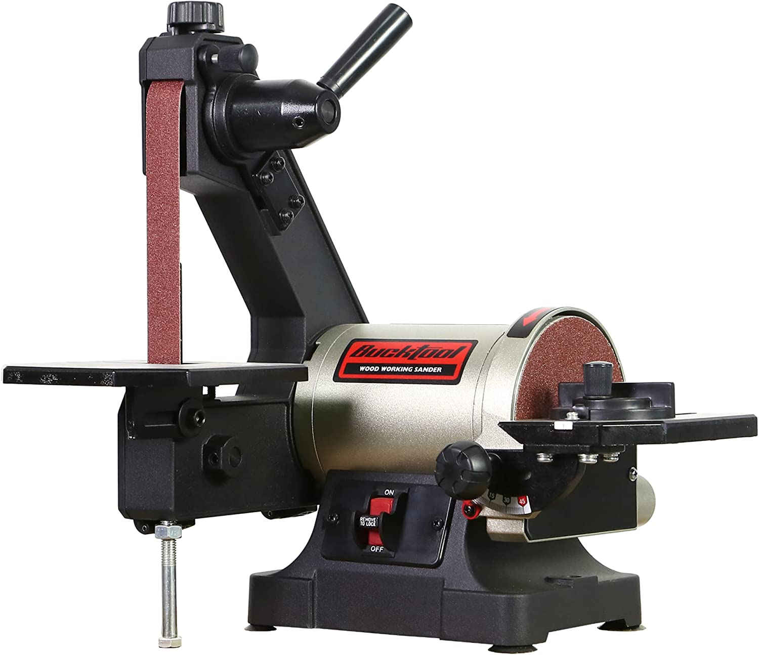 Bucktool 1x30 Inch Benchtop Belt Sander - 1/3HP Direct Drive Motor - Compact Wood & Metal Sanding Machine for DIY Projects, Knife Sharpening, and Metalworking