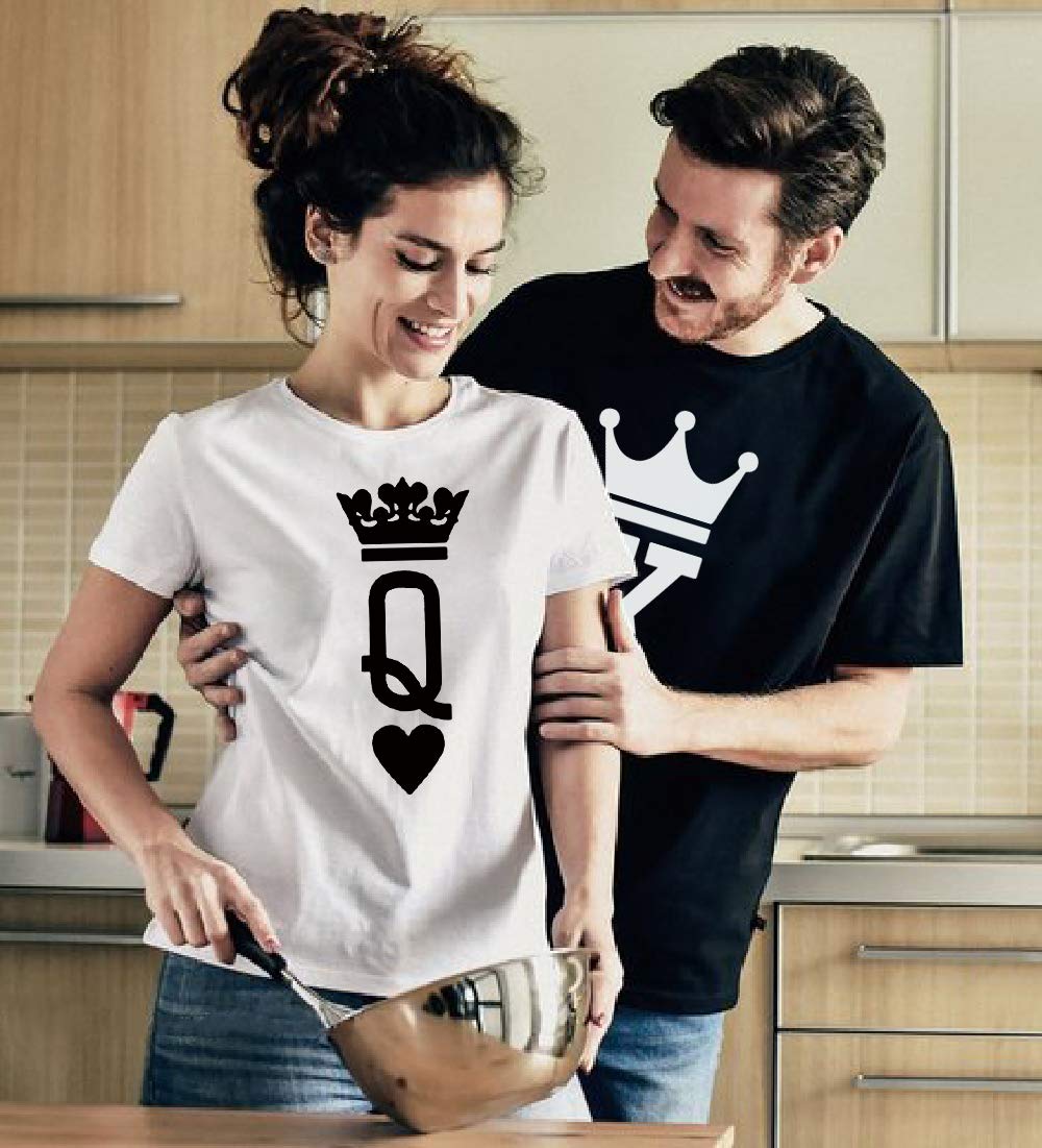 His and Her Matching Couple T-Shirts - King & Queen Design - Valentine's Day Couple Outfits - Perfect for Anniversaries, Date Nights & Romantic Getaways
